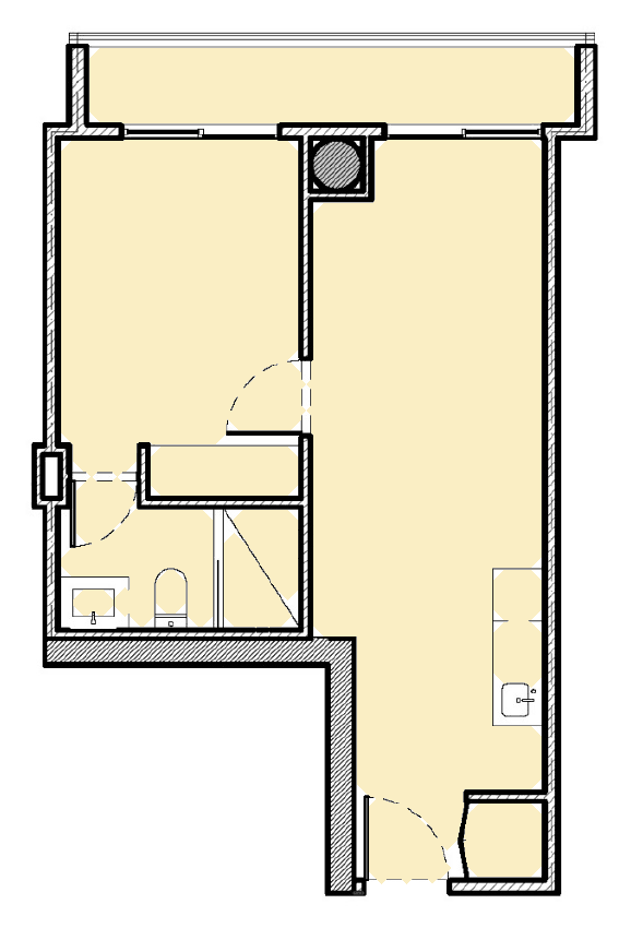 1 bedroom 45.7 m²