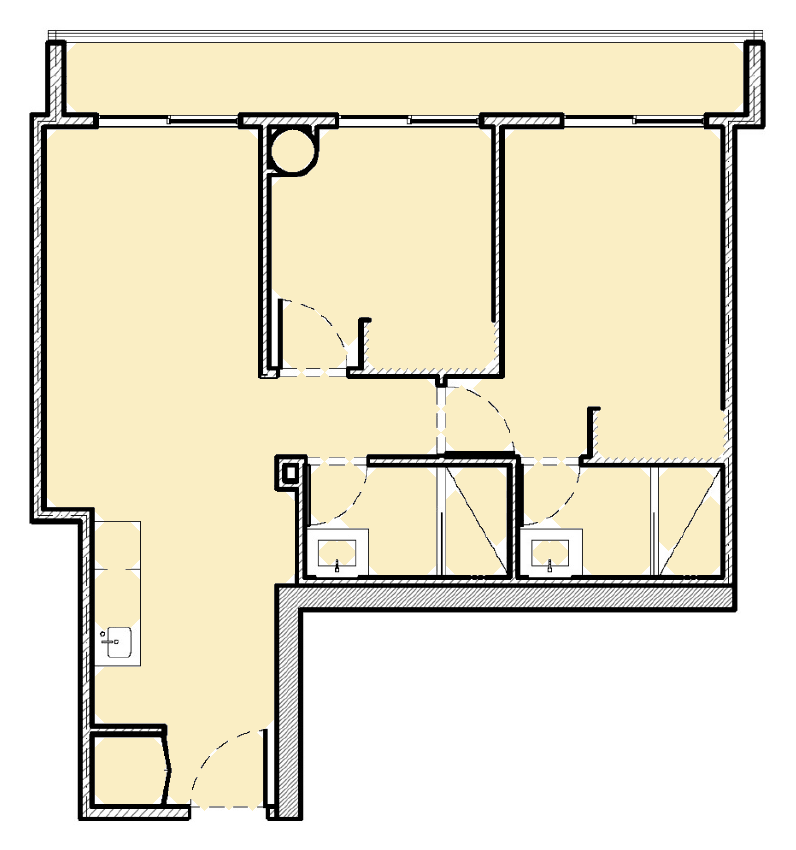 2 bedrooms 65.5 m²